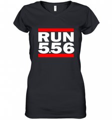 Run 5.56 Long Gun AR 15 Women's V-Neck T-Shirt Women's V-Neck T-Shirt - Nice-Tshirts4u