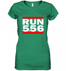 Run 5.56 Long Gun AR 15 Women's V-Neck T-Shirt Women's V-Neck T-Shirt - Nice-Tshirts4u