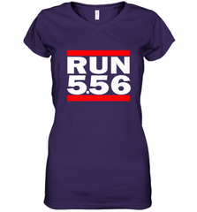 Run 5.56 Long Gun AR 15 Women's V-Neck T-Shirt Women's V-Neck T-Shirt - Nice-Tshirts4u