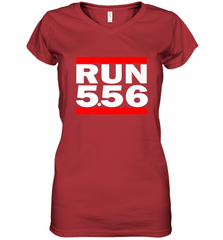 Run 5.56 Long Gun AR 15 Women's V-Neck T-Shirt Women's V-Neck T-Shirt - Nice-Tshirts4u