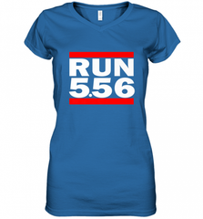 Run 5.56 Long Gun AR 15 Women's V-Neck T-Shirt Women's V-Neck T-Shirt - Nice-Tshirts4u