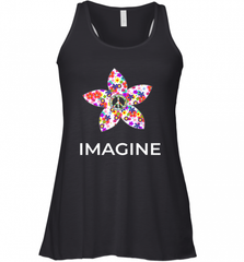 Imagine Flower Peace Sign Hippie 60s 70s Retro Women's Racerback Tank Women's Racerback Tank - Nice-Tshirts4u