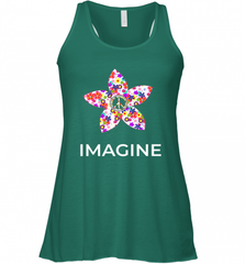 Imagine Flower Peace Sign Hippie 60s 70s Retro Women's Racerback Tank Women's Racerback Tank - Nice-Tshirts4u