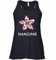 Imagine Flower Peace Sign Hippie 60s 70s Retro Women's Racerback Tank Women's Racerback Tank - Nice-Tshirts4u