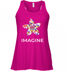 Imagine Flower Peace Sign Hippie 60s 70s Retro Women's Racerback Tank Women's Racerback Tank - Nice-Tshirts4u