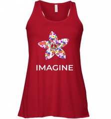 Imagine Flower Peace Sign Hippie 60s 70s Retro Women's Racerback Tank Women's Racerback Tank - Nice-Tshirts4u