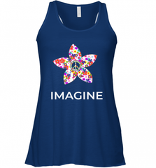 Imagine Flower Peace Sign Hippie 60s 70s Retro Women's Racerback Tank Women's Racerback Tank - Nice-Tshirts4u