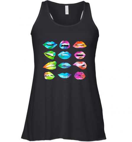 Tie Dye Lip Mood Mouths Bite Tongue Out Smile Smirk Kiss Women's Racerback Tank Women's Racerback Tank / Black / XS Women's Racerback Tank - Nice-Tshirts4u