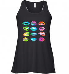 Tie Dye Lip Mood Mouths Bite Tongue Out Smile Smirk Kiss Women's Racerback Tank Women's Racerback Tank - Nice-Tshirts4u