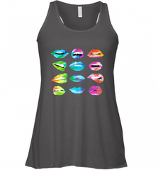 Tie Dye Lip Mood Mouths Bite Tongue Out Smile Smirk Kiss Women's Racerback Tank Women's Racerback Tank - Nice-Tshirts4u