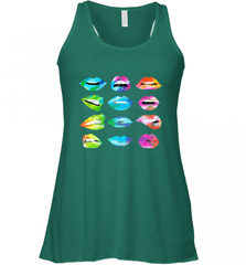 Tie Dye Lip Mood Mouths Bite Tongue Out Smile Smirk Kiss Women's Racerback Tank Women's Racerback Tank - Nice-Tshirts4u