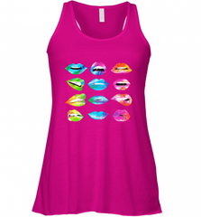 Tie Dye Lip Mood Mouths Bite Tongue Out Smile Smirk Kiss Women's Racerback Tank Women's Racerback Tank - Nice-Tshirts4u