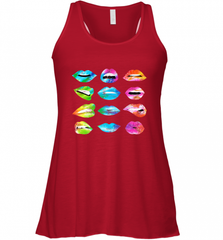 Tie Dye Lip Mood Mouths Bite Tongue Out Smile Smirk Kiss Women's Racerback Tank Women's Racerback Tank - Nice-Tshirts4u