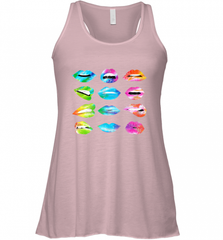 Tie Dye Lip Mood Mouths Bite Tongue Out Smile Smirk Kiss Women's Racerback Tank Women's Racerback Tank - Nice-Tshirts4u