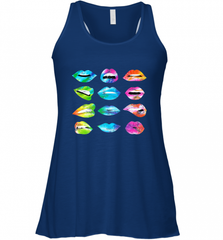 Tie Dye Lip Mood Mouths Bite Tongue Out Smile Smirk Kiss Women's Racerback Tank Women's Racerback Tank - Nice-Tshirts4u
