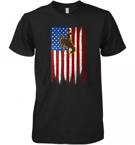 Wyoming Cowboys Grunge American Flag  Apparel Men's Premium T-Shirt Men's Premium T-Shirt / Black / XS Men's Premium T-Shirt - Nice-Tshirts4u