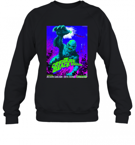 Vintage Water Lagoon Creature  Classic Horror Movie Tee Crewneck Sweatshirt Crewneck Sweatshirt / Black / S Crewneck Sweatshirt - Nice-Tshirts4u