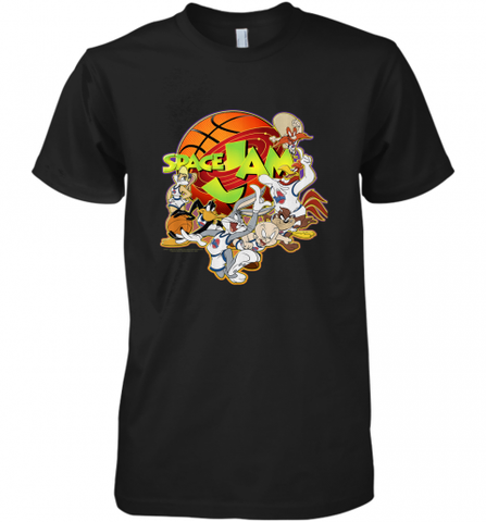 Kids Space Jam Group Shot Basketball Logo Men's Premium T-Shirt Men's Premium T-Shirt / Black / XS Men's Premium T-Shirt - Nice-Tshirts4u