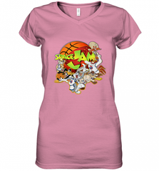 Kids Space Jam Group Shot Basketball Logo Women's V-Neck T-Shirt Women's V-Neck T-Shirt - Nice-Tshirts4u