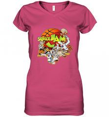Kids Space Jam Group Shot Basketball Logo Women's V-Neck T-Shirt Women's V-Neck T-Shirt - Nice-Tshirts4u