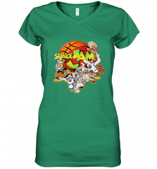 Kids Space Jam Group Shot Basketball Logo Women's V-Neck T-Shirt Women's V-Neck T-Shirt - Nice-Tshirts4u