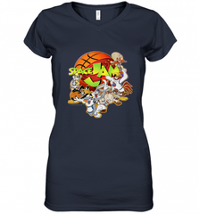 Kids Space Jam Group Shot Basketball Logo Women's V-Neck T-Shirt Women's V-Neck T-Shirt - Nice-Tshirts4u