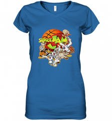 Kids Space Jam Group Shot Basketball Logo Women's V-Neck T-Shirt Women's V-Neck T-Shirt - Nice-Tshirts4u