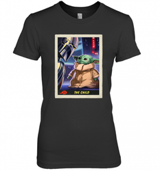Star Wars The Mandalorian The Child Trading Card Women's Premium T-Shirt