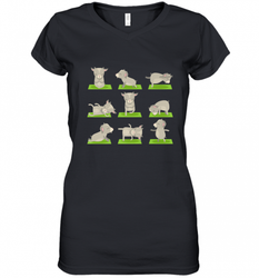 Funny Goat Yoga Tshirts Yoga Goat On Mat Cool Gifts Women's V-Neck T-Shirt