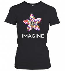 Imagine Flower Peace Sign Hippie 60s 70s Retro Women's T-Shirt Women's T-Shirt - Nice-Tshirts4u
