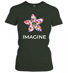 Imagine Flower Peace Sign Hippie 60s 70s Retro Women's T-Shirt Women's T-Shirt - Nice-Tshirts4u