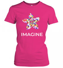 Imagine Flower Peace Sign Hippie 60s 70s Retro Women's T-Shirt Women's T-Shirt - Nice-Tshirts4u