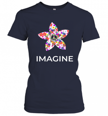 Imagine Flower Peace Sign Hippie 60s 70s Retro Women's T-Shirt Women's T-Shirt - Nice-Tshirts4u