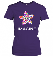 Imagine Flower Peace Sign Hippie 60s 70s Retro Women's T-Shirt Women's T-Shirt - Nice-Tshirts4u