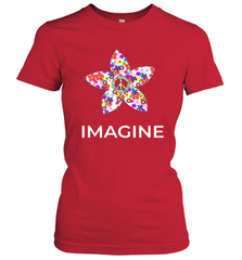 Imagine Flower Peace Sign Hippie 60s 70s Retro Women's T-Shirt Women's T-Shirt - Nice-Tshirts4u