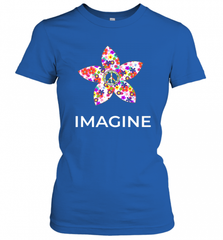 Imagine Flower Peace Sign Hippie 60s 70s Retro Women's T-Shirt Women's T-Shirt - Nice-Tshirts4u